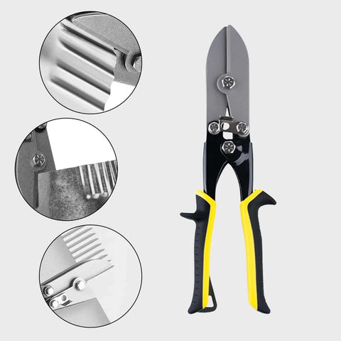 5-Blade Hand Crimping Pliers For 24 To 28 Gauge Metal Sheets with Locking Nonslip Grip, Carbon Steel, Black and Yellow, Pro Grade HVAC