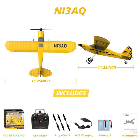 Noob Friendly RC Plane With XPILOT Stabilization System Prop Saver And One Key U Turn For Easy Flight 3 Channel in yellow