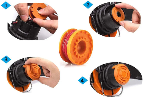 Installation steps for Replacement Trimmer Line Spool For Worx Electric String Trimmers 0.065 Inch 10 Feet Autofeed