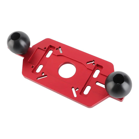 Rock Solid Aluminum Router Base Plate Adjustable Clamp Sub Base Platform with black handle for precision wood trimming.