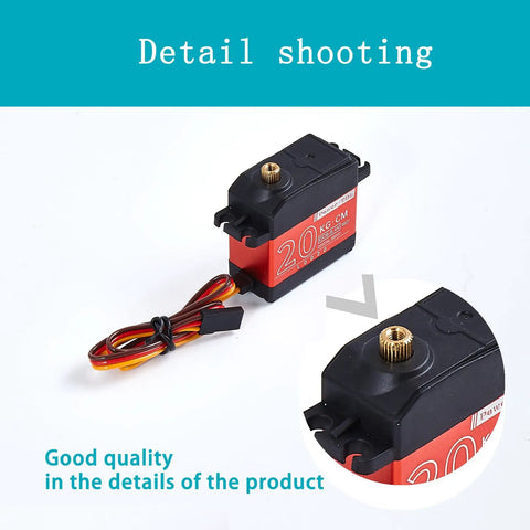 20Kg High Torque Digital Servo Motor With Five Metal Gears PBT Engineering Plastics And Aluminum Alloy Case Waterproof