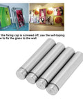 Heavy Duty Stainless Steel Glass Standoff Holder Kit For Wall Display With Hollow Design And Self-Tapping Screws, Rust-Resistant Sign Mounts, 12x60mm Size, 4-Piece Set For Easy, Secure Glass Install, four stainless steel standoffs