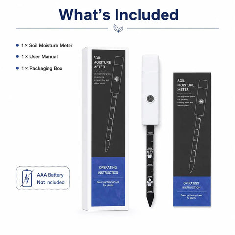 Easy Soil Moisture Meter For Indoor And Outdoor Plants, 3 Color Light Indicator, One Button Soil Tester Probe For Houseplants, Succulents, Garden, Potted Plants, Quick Read For A Healthy Green Thumb, with box and manual