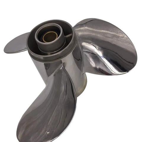 High Polished Stainless Steel Propeller 9 7 8 Inch Diameter Right Hand 3 Blade For Yamaha 20 30HP Outboard Motor Pressed In Rubber Hub 9 7 8 By 12 Pitch Performance Upgrade