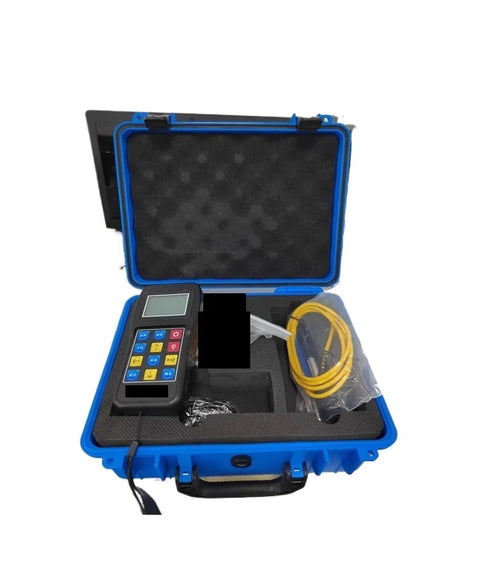 Dead On Accurate Digital LeeB Hardness Tester For Steel, Copper, Aluminum, Stainless Metals in blue case with accessories.