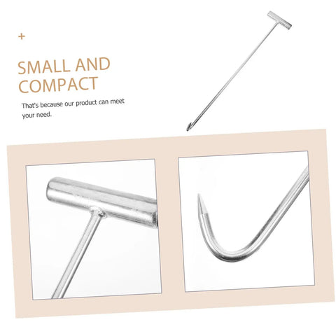 Heavy Duty Stainless Steel T-Shaped Manhole Cover Lifting Hook For Rolling Shutter Doors, 19.7 Inch Reach, detail view