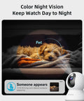 2K Security Camera With 360 Degree Coverage For Home And Pet Monitoring Smart Motion Tracking IR Night Vision Built In Siren
