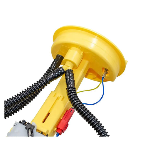 Heavy Duty Fuel Conveyor Module With Integrated Level Sensor For BMW X5 E70 XDrive 30d showing yellow base and connectors for installation.