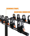 8 Pcs Bike Rack Straps Replacement Kit for Bicycle Hitch and Cradle Mounts on black bar, adjustable rubber belts visible