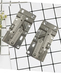 Hidden-spring cabinet hinges with mounting plates; two metal hinges for drop-leaf cabinets