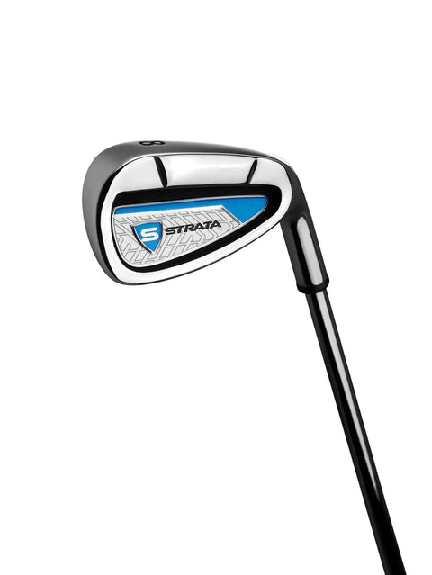 Strata 12 Piece Complete Golf Club Set for Men Right Hand Blue iron with blue accents and sleek design