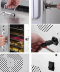 Heavy Hitter Commercial Food Dehydrator With 16 Stainless Steel Trays And 1500 Watts door and control panel close-up.