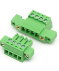 Five Pack 4 Pin Screw Terminal Block Connector With Through Wall Mount 3.81 Millimeter Pitch PA66 Flame Retardant