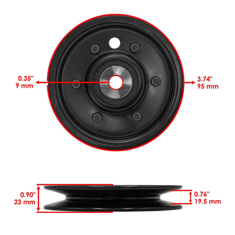 Top Notch Drive Pulley Replacement Part Fits Simplicity 1690021-1690252 Models, showing detailed measurements and dimensions.