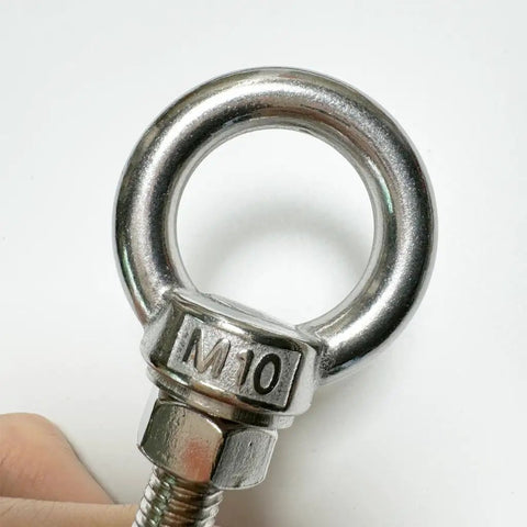Heavy Duty M10 Shoulder Eye Bolt 304 Stainless Steel 4 Inch Lifting Ring 2 Pack Includes Nuts And Washers detailed view