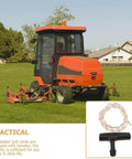 Lawnmower on grass with inset of Garage Door Emergency Pull Rope Kit With Handle For Attic Ladder Access Safe Quick Operation