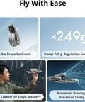 Dope Fly More Combo With Dual Screen Remote, 4K UHD Drone features foldable propeller guard, palm takeoff, under 249g weight.