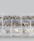 Heavy Duty Premium Stainless Steel Retaining Ring Kit 400 Pc E Shape Snap Rings Set M1.5 To M15 Oil Resistant And Rust Proof box view