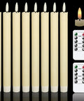 Flameless Taper Candles Set Of 8 With Remote And Timer, Real Wax 3D Wick Battery Operated Ivory Candles 0.78 X 9.64 Inches