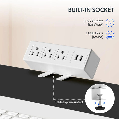 Whole Piece Standing Desk With Clamp Power Strip, 55 Inch By 28 Inch Electric Height Adjustable Desk With Cable Management, built-in socket