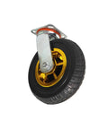 Heavy Duty 8 Inch Swivel Caster with golden wheel, rubber tire, and metal mount for Cart Bench Dolly use