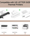Bulk Pack 100 Sheets 8.5x11 US Letter Thermal Printer Paper For On The Go Portable Printers, High Contrast Thermal Paper For Office And Home Use