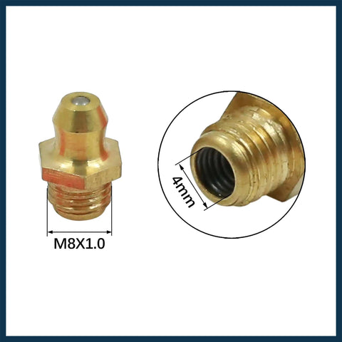M8x1.0 Brass Grease Nipple Fittings Kit With Straight 45 Degree And 90 Degree Angles 15 Pcs Automotive Maintenance Set detail view