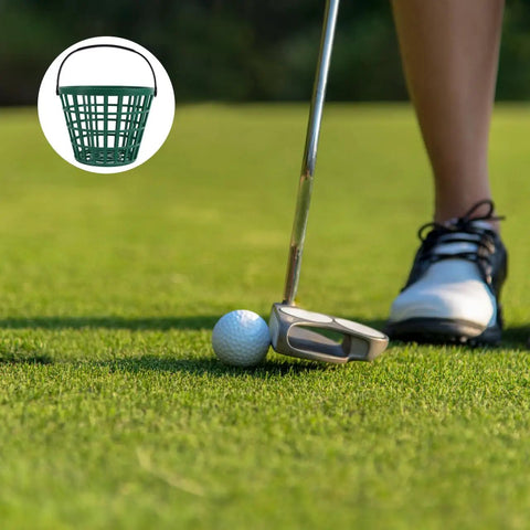 Go To Green Practice Golf Ball Basket With Foldable Handle Holds Up To 50 Balls Portable Plastic Caddy Organizer For Driving Range