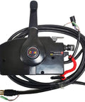 Black Boat Throttle Control Box With 8-Pin Remote, Outboard Side Mount, Emergency Lanyard For Mercury Engine, Quicksilver Compatible, 881170A3 Replacement Kit with visible connector and lanyard cable.