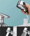 Handheld Shower Sprayer For Sink With Shampoo Attachment, Faucet Extension Tubes, Chrome Finish, Adjustable Spray Modes, Copper Valve Adapter