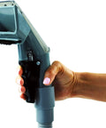 Close-up of hand holding Universal Upholstery Tool Attachment For X3 Commercial Carpet Cleaner With 12 Foot Hose Deep Cleaning