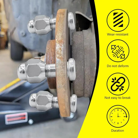 Four Piece M12x1.5 Wheel Lug Stud Nut Set For Front And Rear Install Steel Construction on car wheel hub close-up