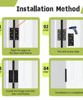 Installation steps for 6 Pack Matte Black 4 Inch Stainless Steel Door Hinges With Ball Bearing, Heavy Duty Hinge Set For Interior And Exterior Doors