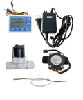 Digital LCD Water Flow Controller System With Hall Effect Flow Meter One Half Inch Connections And Normally Closed Solenoid Valve Plus 24 Volt Power