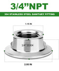 2pcs TAISHER stainless steel tri-clamp to 3/4 in NPT female sanitary fittings, 304 SS ferrule OD 50.5 mm