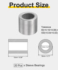 Top Shelf Twenty Piece Sintered Iron Sleeve Bushings with 12mm ID, 18mm OD, and 15mm Length, showing product size and dimensions.