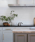 Modern kitchen with Antique Brass Cabinet Handles 5.04 Inch Center To Center Zinc Alloy Drawer Pulls on white cabinets.