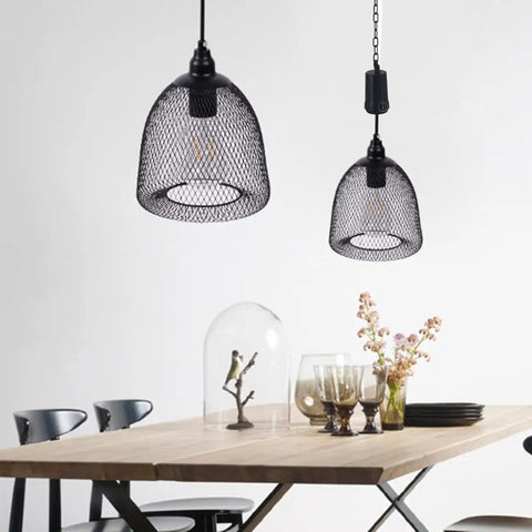 Battery-Powered Hangin Light With 6 Hour Timer For Outdoor Indoor Use Waterproof Pendant Chandelier Lantern In Retro Metal Black Finish