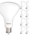 Image showing 14-pack of BR30 LED Flood Bulbs, Dimmable, 5000K Daylight, CRI93, with E26 Base for indoor recessed can lighting.