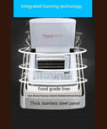Portable Countertop Ice Maker Machine For Home Bars Legit Awesome Ice Cube Production With Rapid Chill Mode, showing food grade liner and stainless steel panel.