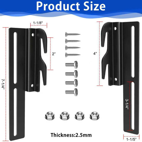 Four Piece Black Headboard Adapter Brackets Straight Shoot Install Bed Rail Hooks Adjustable Steel Connectors Built Different For Rock Solid Connections with installation hardware.