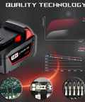 Heavy Duty 5000MAh Replacement Battery For Milwaukee M18 18V Cordless Power Tools with lithium ion technology and capacity chart.