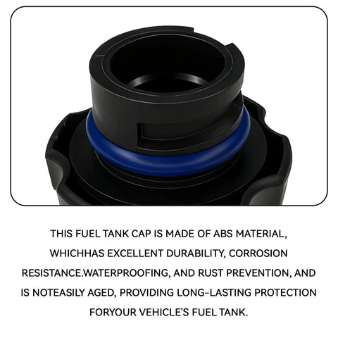 Close-up of a durable ABS engine oil filler cap with blue seal, suitable for GM vehicles 1992 to 2018, FC208 12573337 OEM style.