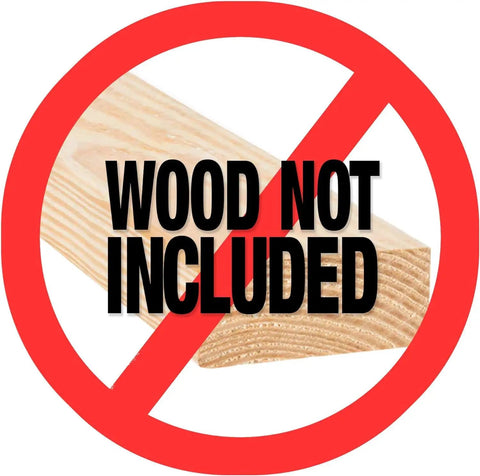Image of wood with a red circle and slash saying 'Wood Not Included' for Eight Pack Adjustable Shelf Brackets Wall Mounted Rack System.