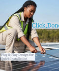 Person installing Y Branch Solar Connector Kit For PV Panels In Parallel on rooftop, demonstrating plug-and-play usage