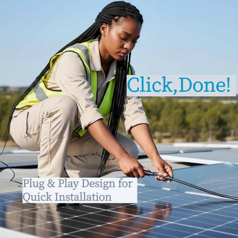 Person installing Y Branch Solar Connector Kit For PV Panels In Parallel on rooftop, demonstrating plug-and-play usage