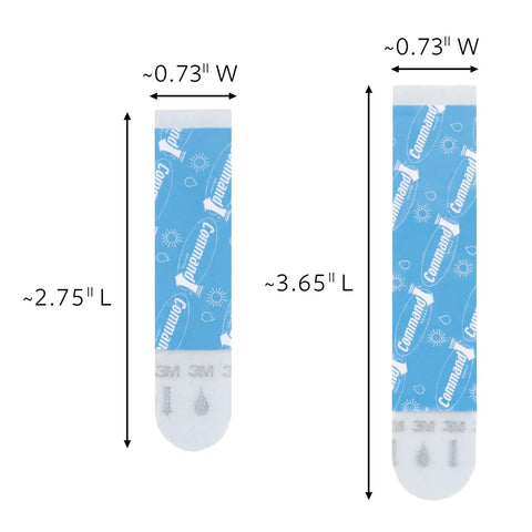 Replacement Bath Strips Set With 2 Medium And 4 Large Water Resistant Adhesive Strips dimensions shown