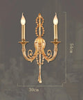Premium All Copper Wall Sconces With Shatter Resistant Crystal Accents European Double Arm Wall Light Fixture For Living Room Or Foyer 30cm x 54cm