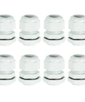 8 Pcs M20 Cable Glands Waterproof Nylon Joint Set For 6 To 12mm Wire Holes, Cable Fixing, Wiring, Repair, Gland Replacement, Electrical Enclosures, Durable Weatherproof Design, Compatible With Appliances, White, white nylon M20x1.5 cable glands