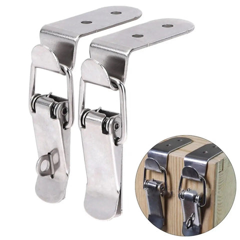 4 Piece Dope Slick Multi Functional Swing Arm Jewelry Box Latch Set With 90 Degree Silver Buckle Lock Iron Spring Loaded
